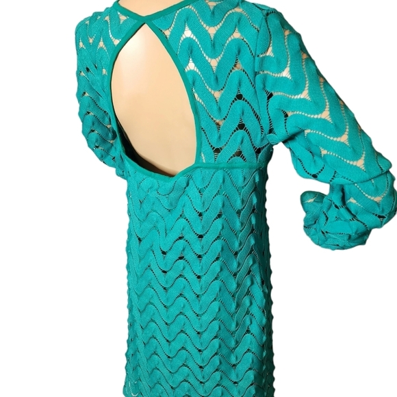 Free People Green Cochet Wild Thing Mini Sheath V Neck Retro - Picture 11 of 17